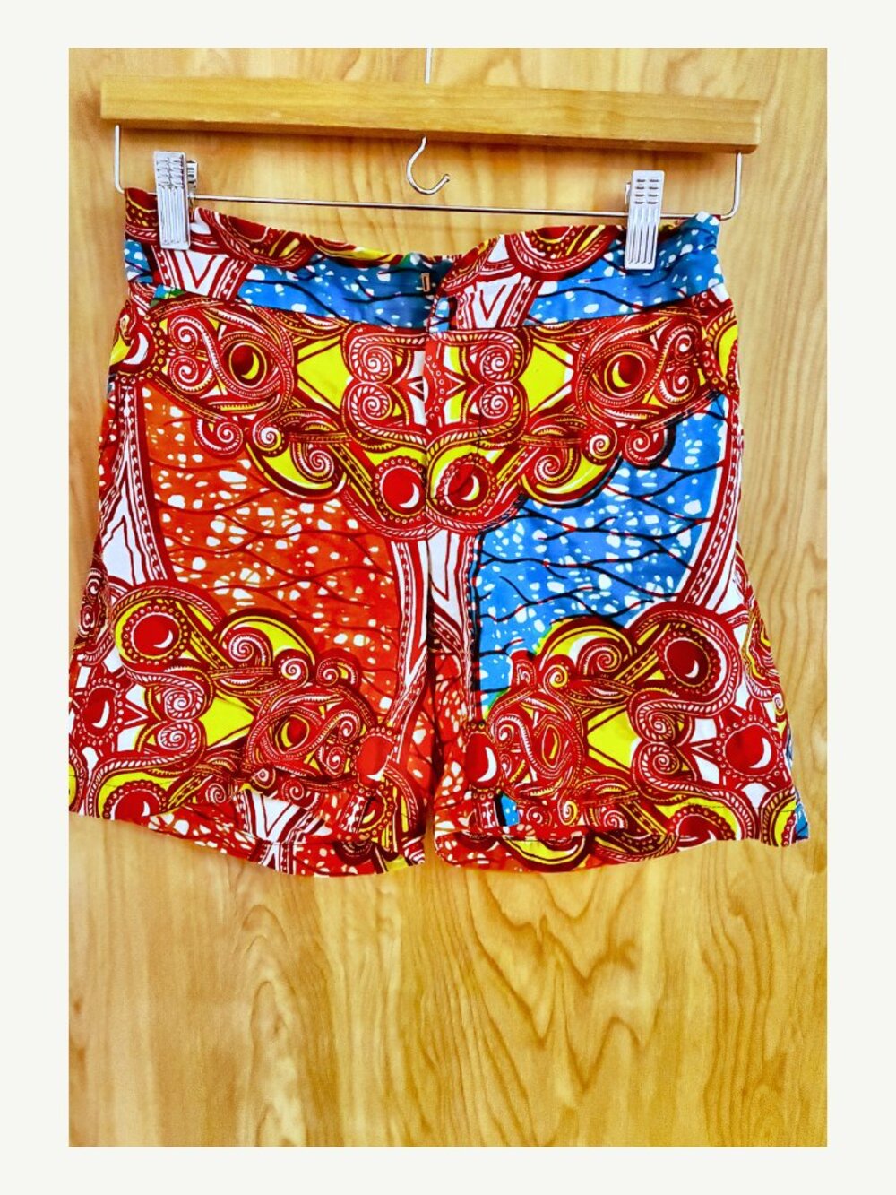 Multicolor African Wax Print Style High Waist Shorts Size Small